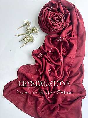 Premium Malaysian Heavy Cotton With Full Crystal Stone Hijab Premium Malaysian Heavy Cotton With Full Crystal Stone Hijab