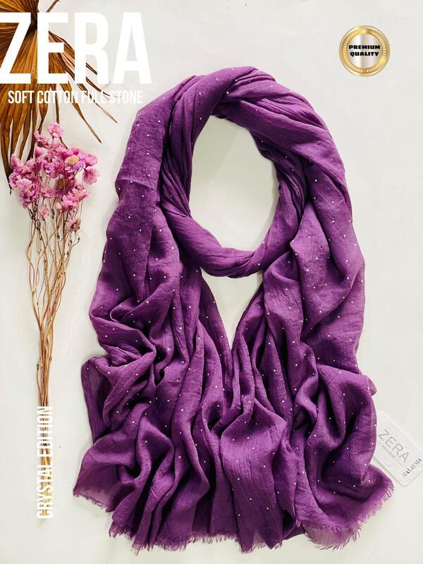 Premium Malaysian Soft Cotton With Crystal Stone Hijab Premium Malaysian Soft Cotton With Crystal Stone Hijab