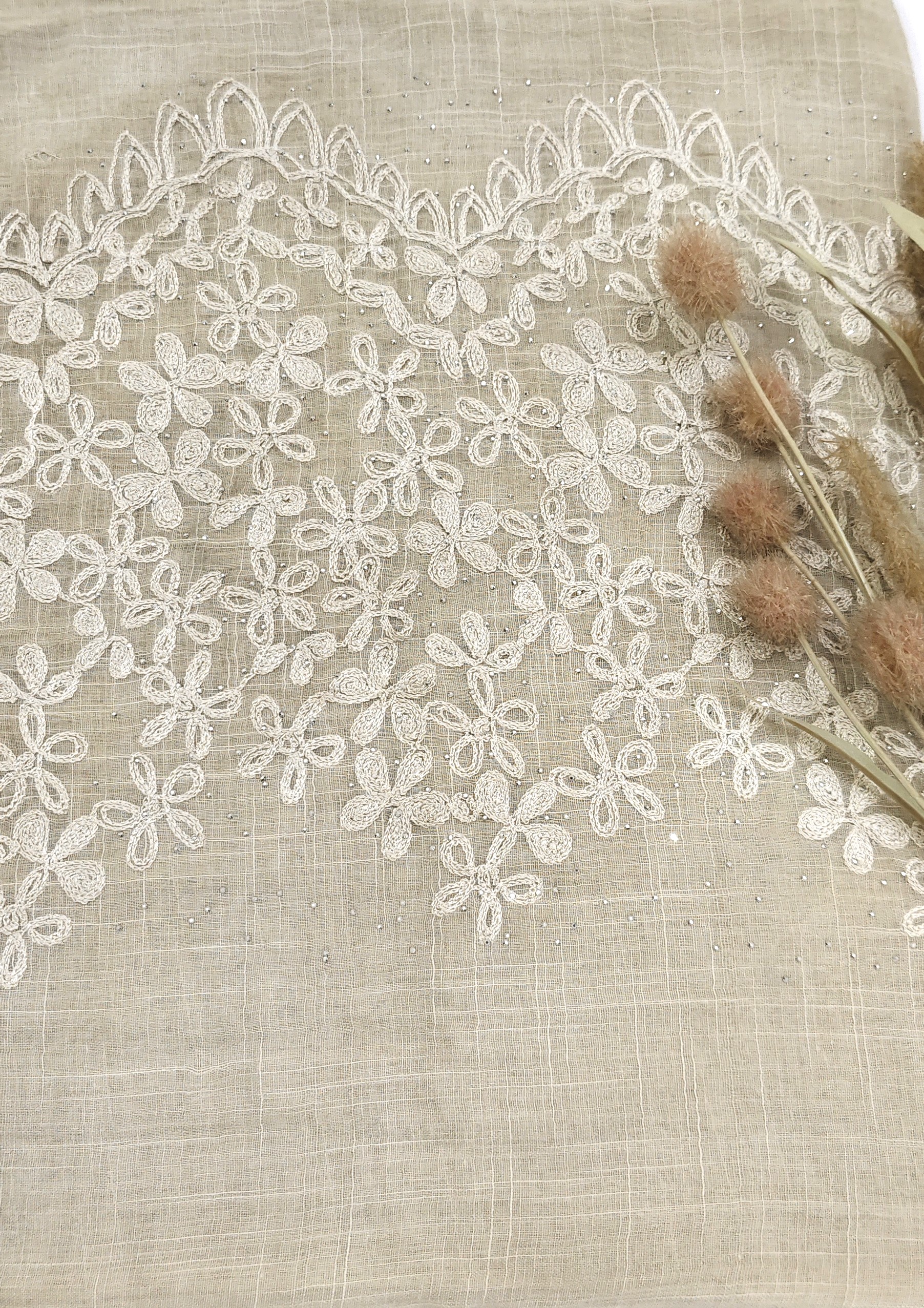 Premium Soft Cotton Embroidery with Crystal Stone Premium Soft Cotton Embroidery with Crystal Stone