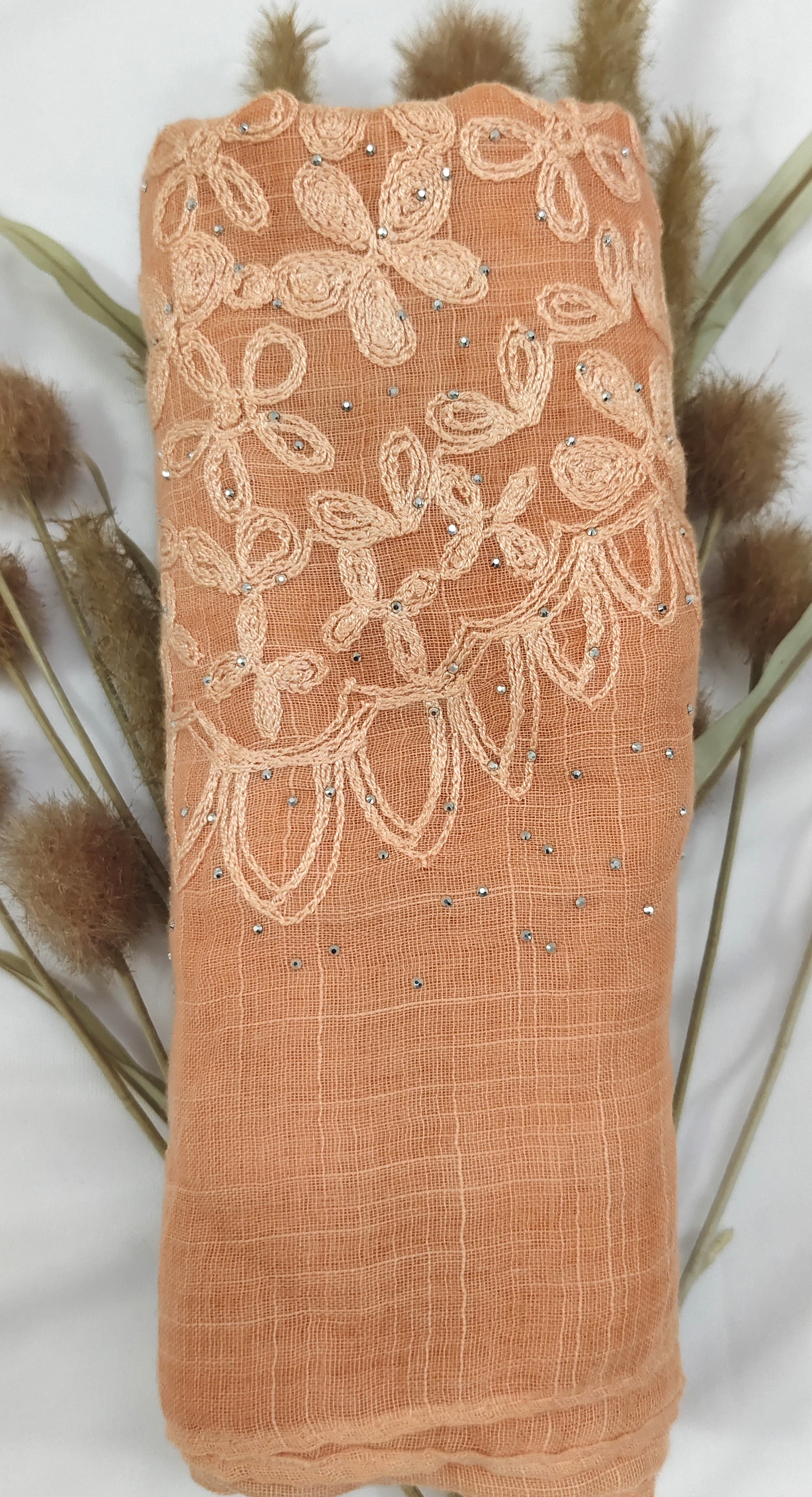 Premium Soft Cotton Embroidery with Crystal Stone Premium Soft Cotton Embroidery with Crystal Stone