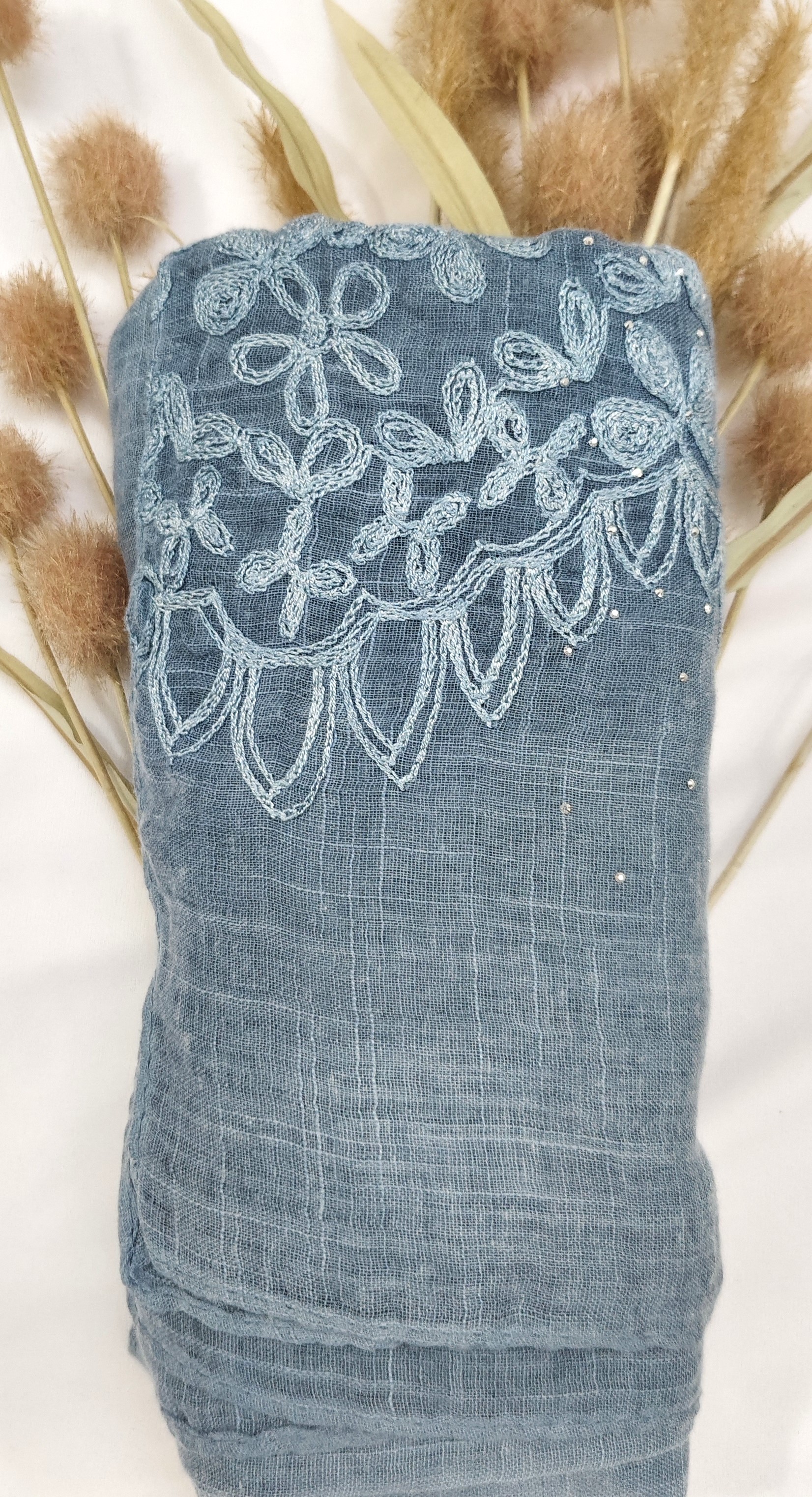 Premium Soft Cotton Embroidery with Crystal Stone Premium Soft Cotton Embroidery with Crystal Stone