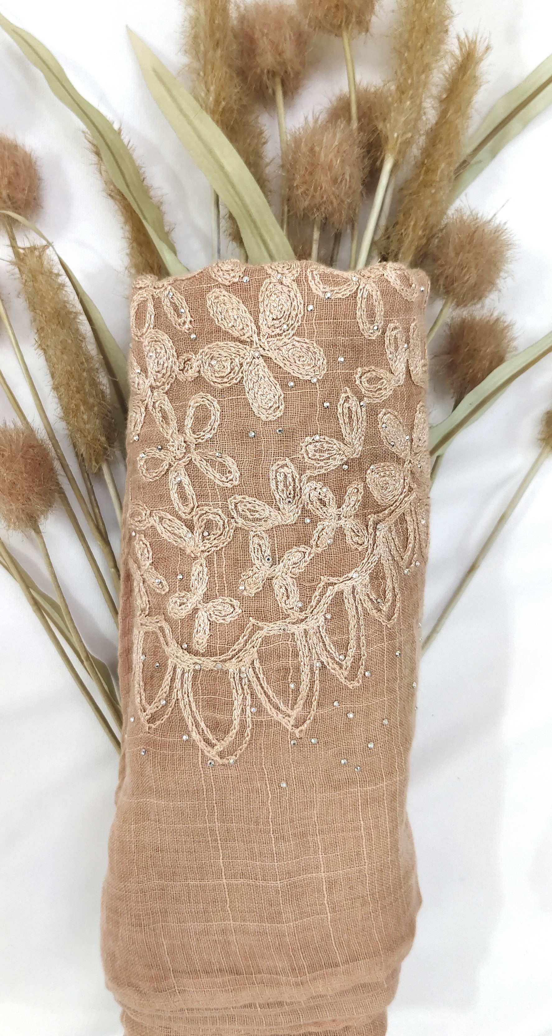 Premium Soft Cotton Embroidery with Crystal Stone Premium Soft Cotton Embroidery with Crystal Stone