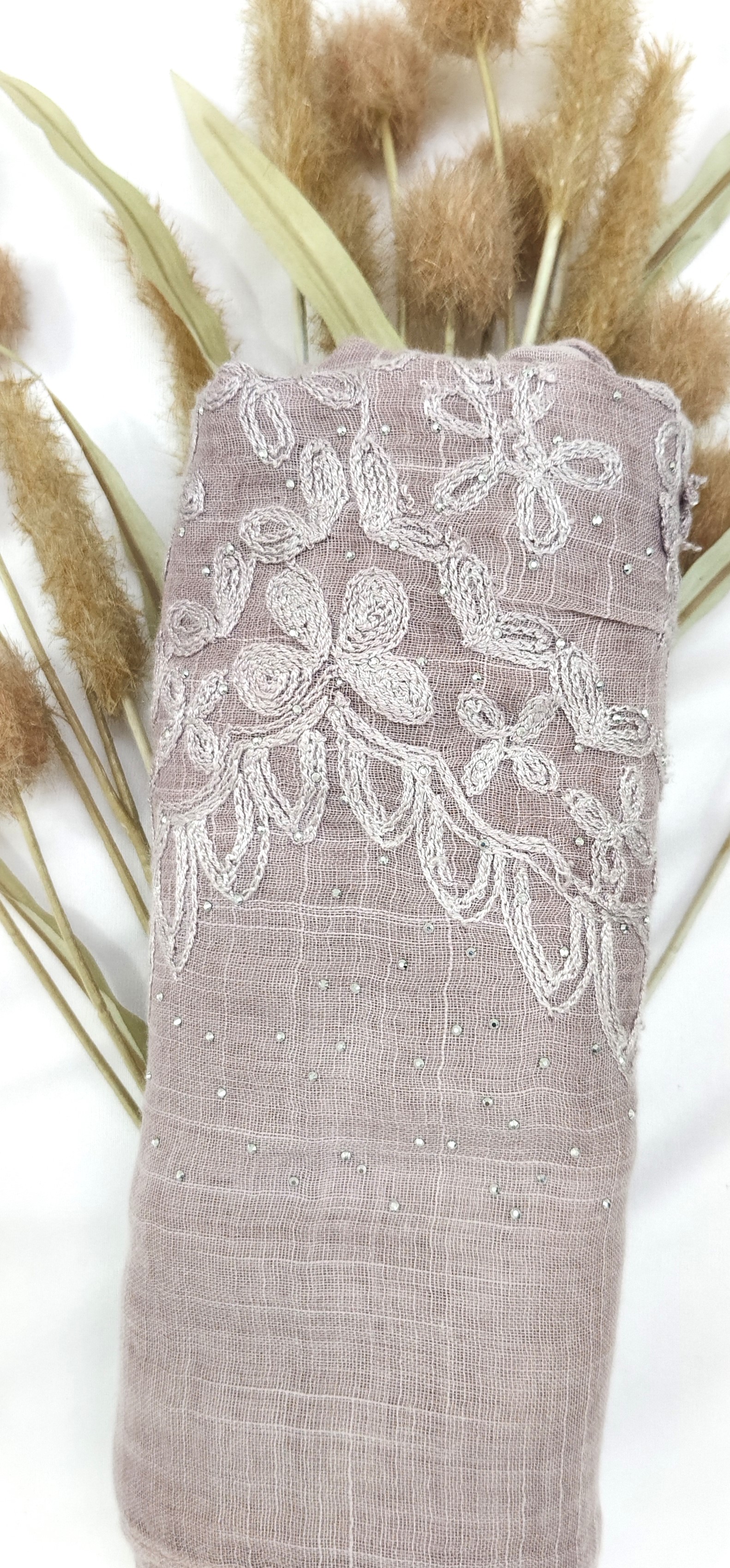 Premium Soft Cotton Embroidery with Crystal Stone Premium Soft Cotton Embroidery with Crystal Stone