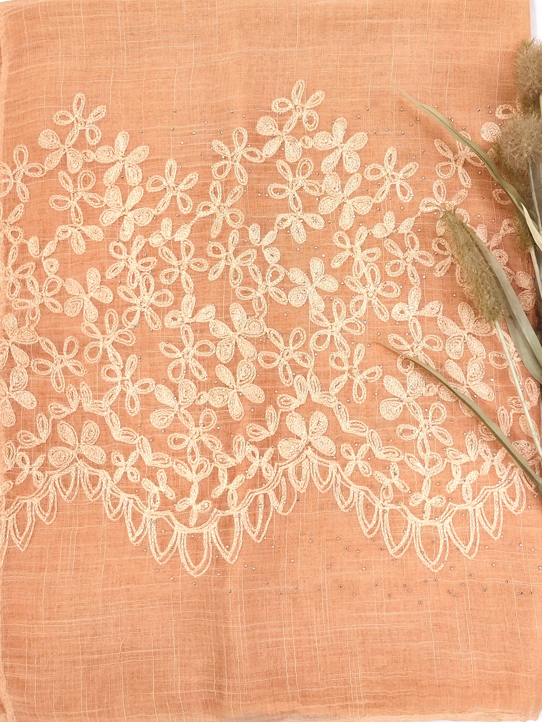 Premium Soft Cotton Embroidery with Crystal Stone Premium Soft Cotton Embroidery with Crystal Stone