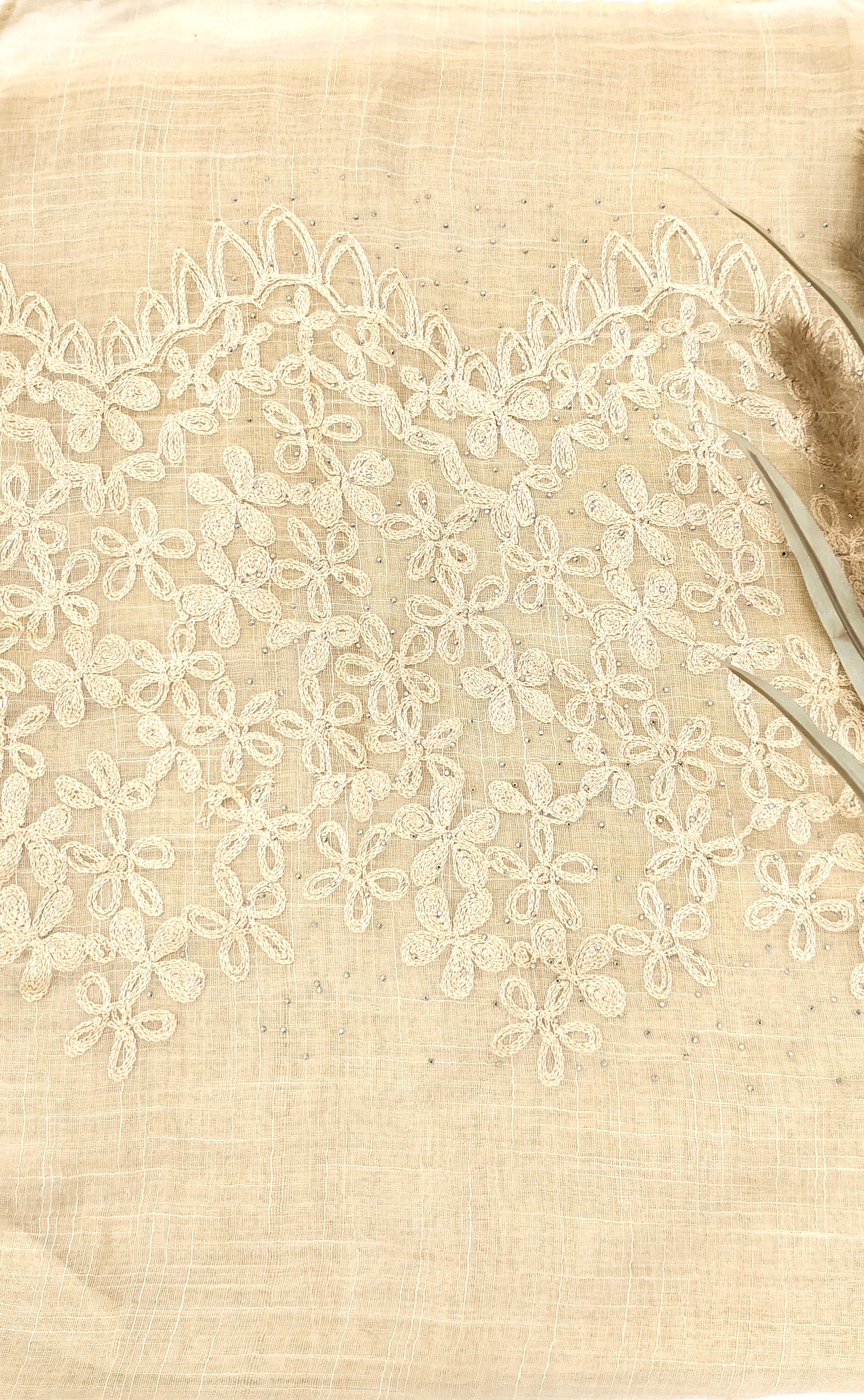 Premium Soft Cotton Embroidery with Crystal Stone Premium Soft Cotton Embroidery with Crystal Stone
