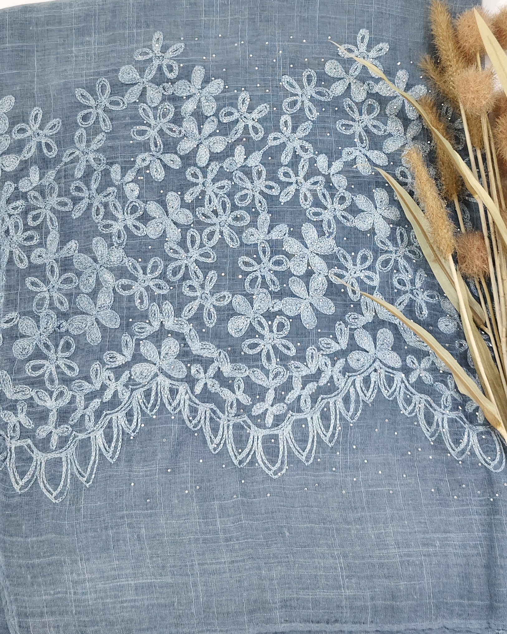 Premium Soft Cotton Embroidery with Crystal Stone Premium Soft Cotton Embroidery with Crystal Stone