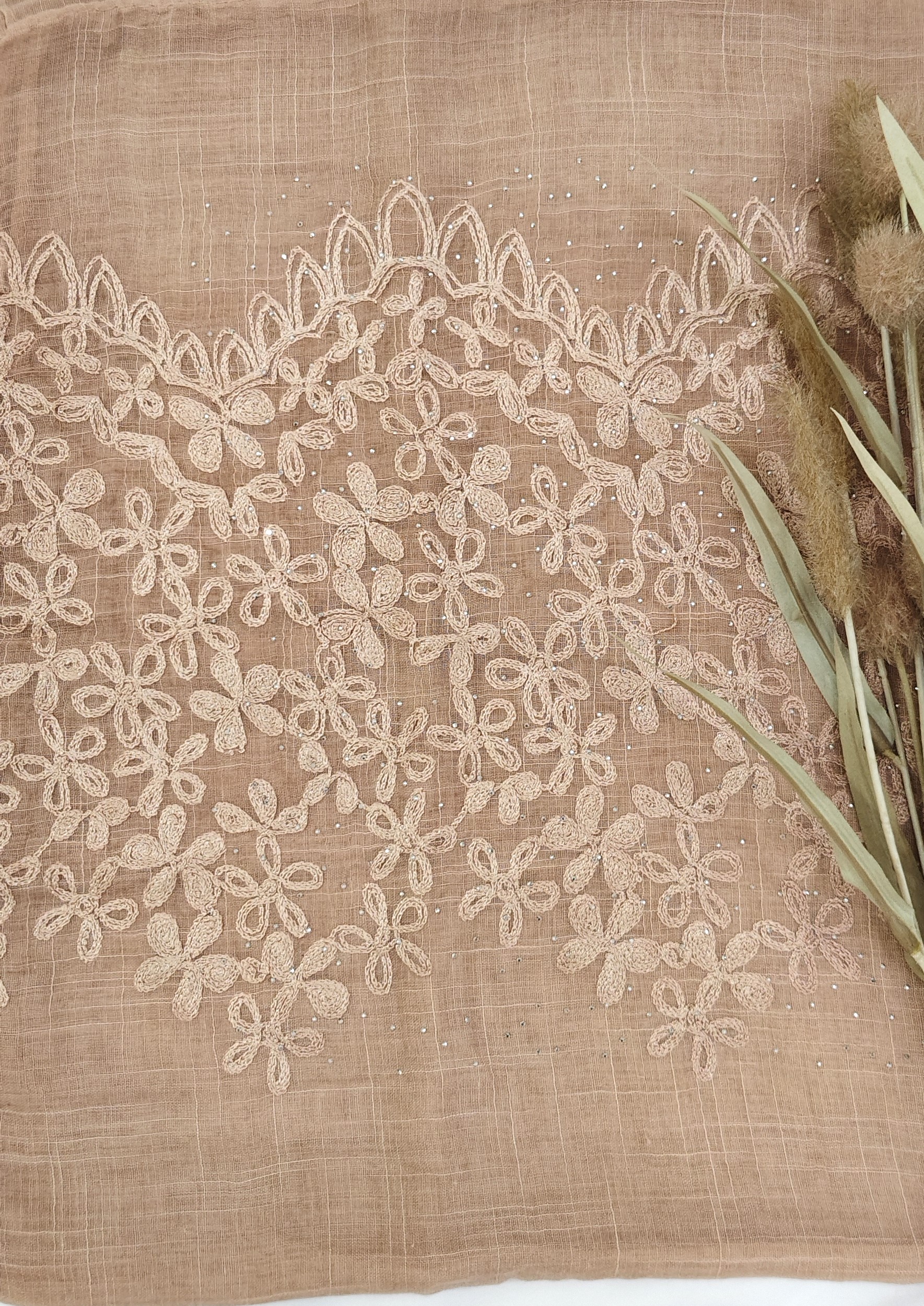 Premium Soft Cotton Embroidery with Crystal Stone Premium Soft Cotton Embroidery with Crystal Stone