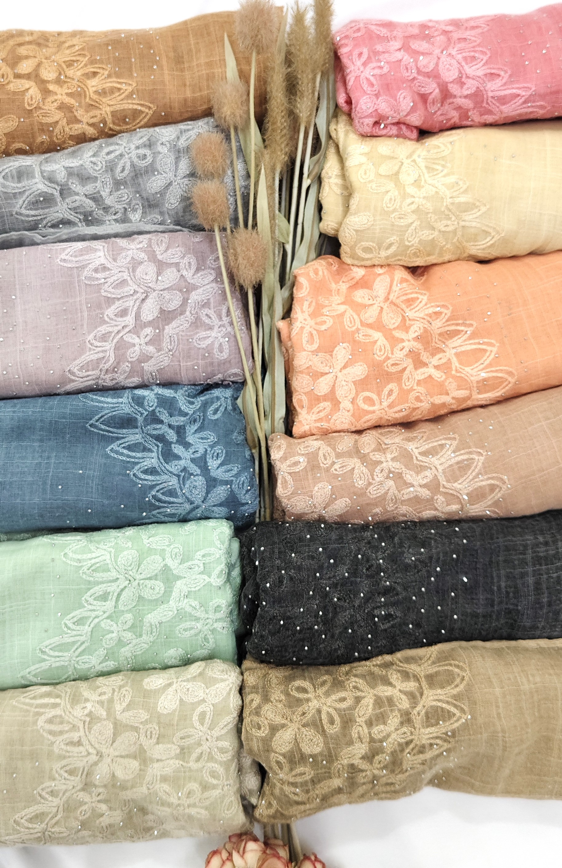 Premium Soft Cotton Embroidery with Crystal Stone Premium Soft Cotton Embroidery with Crystal Stone
