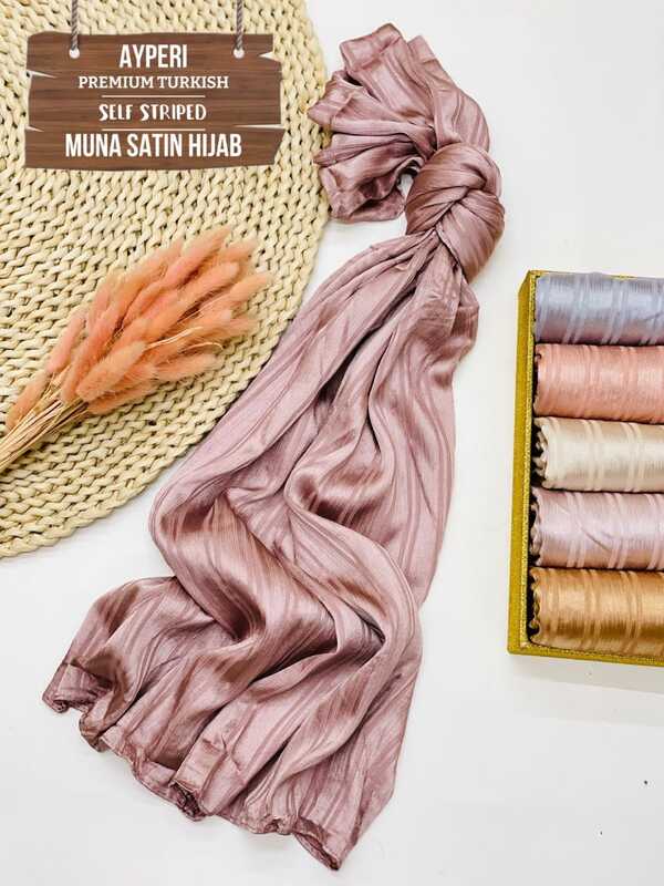 PREMIUM TURKISH SELF STRIPPED MUNA SATIN HIJAB PREMIUM TURKISH SELF STRIPPED MUNA SATIN HIJAB
