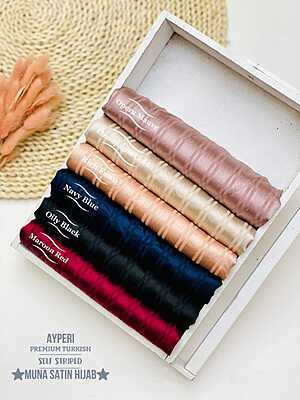 PREMIUM TURKISH SELF STRIPPED MUNA SATIN HIJAB PREMIUM TURKISH SELF STRIPPED MUNA SATIN HIJAB