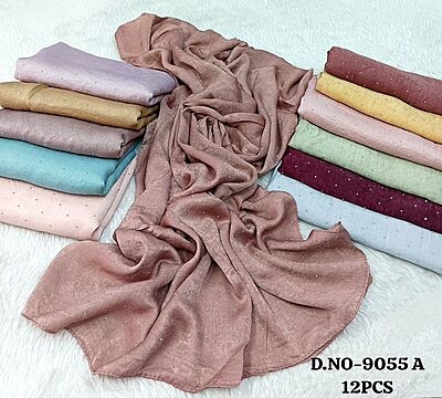 Velvet Satin Hijabs with Multi-Stonework Border Velvet Satin Hijabs with Multi-Stonework Border